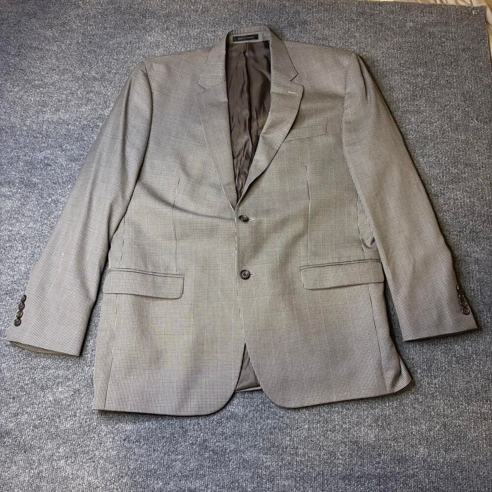 Lauren Ralph Lauren Houndstooth Blazer Sport Coat Mens 44L Brown Two Button